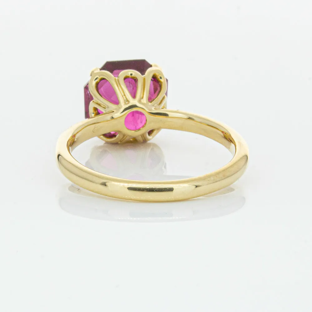 18ct Yellow Gold 3.42ct Rubellite Tourmaline Octavia Ring