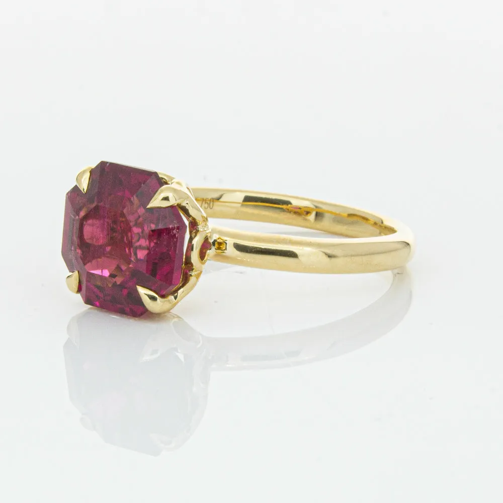 18ct Yellow Gold 3.42ct Rubellite Tourmaline Octavia Ring