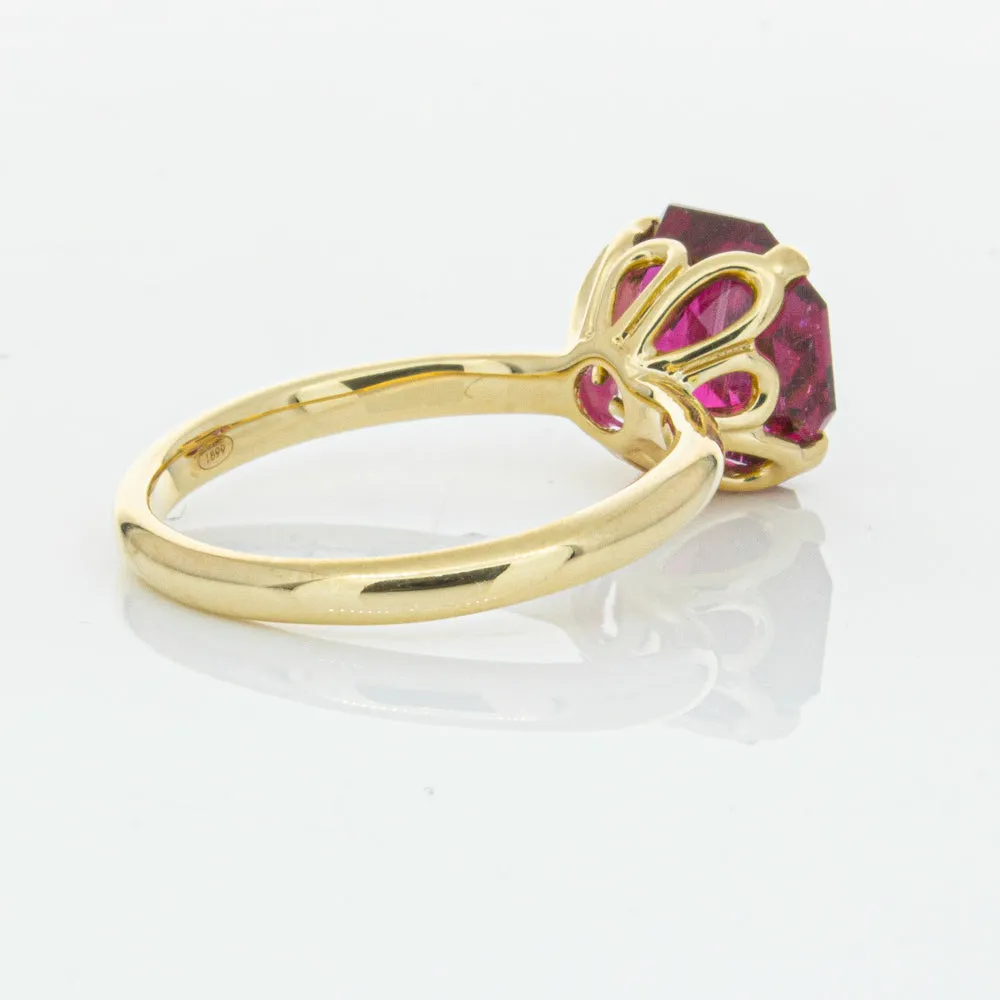 18ct Yellow Gold 3.42ct Rubellite Tourmaline Octavia Ring