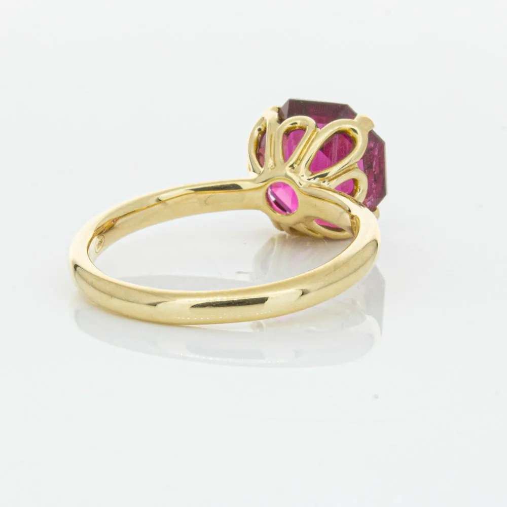 18ct Yellow Gold 3.42ct Rubellite Tourmaline Octavia Ring