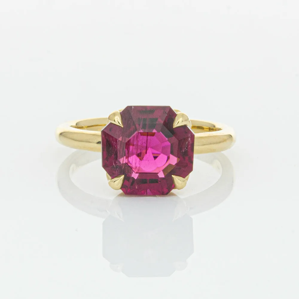 18ct Yellow Gold 3.42ct Rubellite Tourmaline Octavia Ring