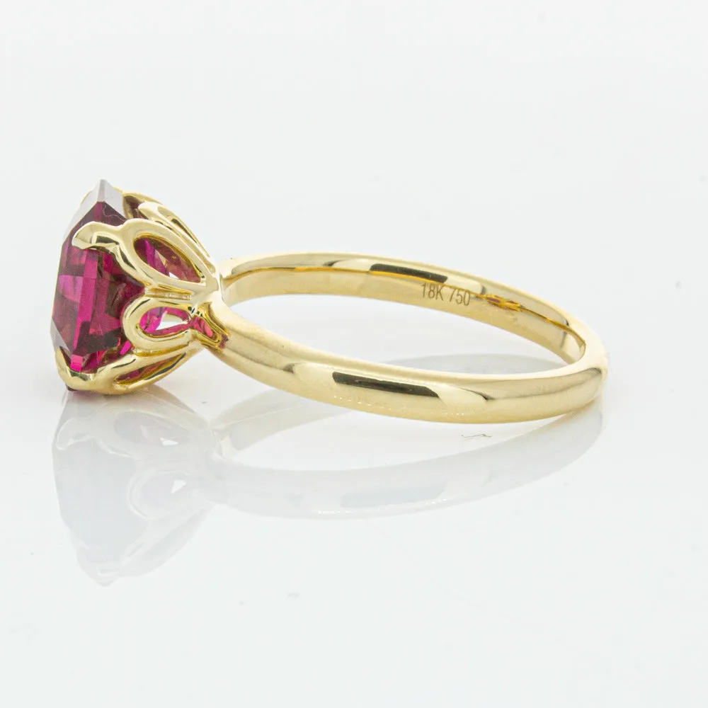 18ct Yellow Gold 3.42ct Rubellite Tourmaline Octavia Ring