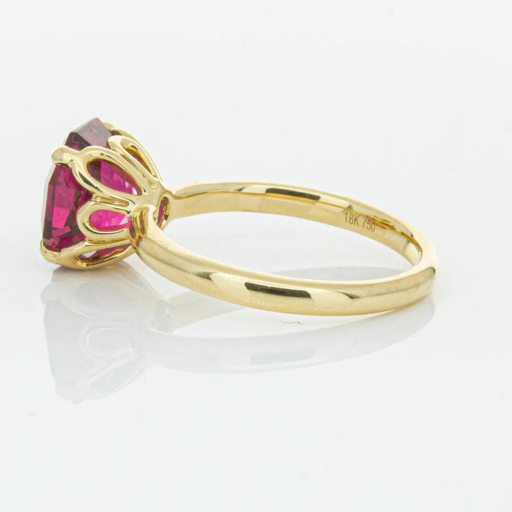 18ct Yellow Gold 3.42ct Rubellite Tourmaline Octavia Ring