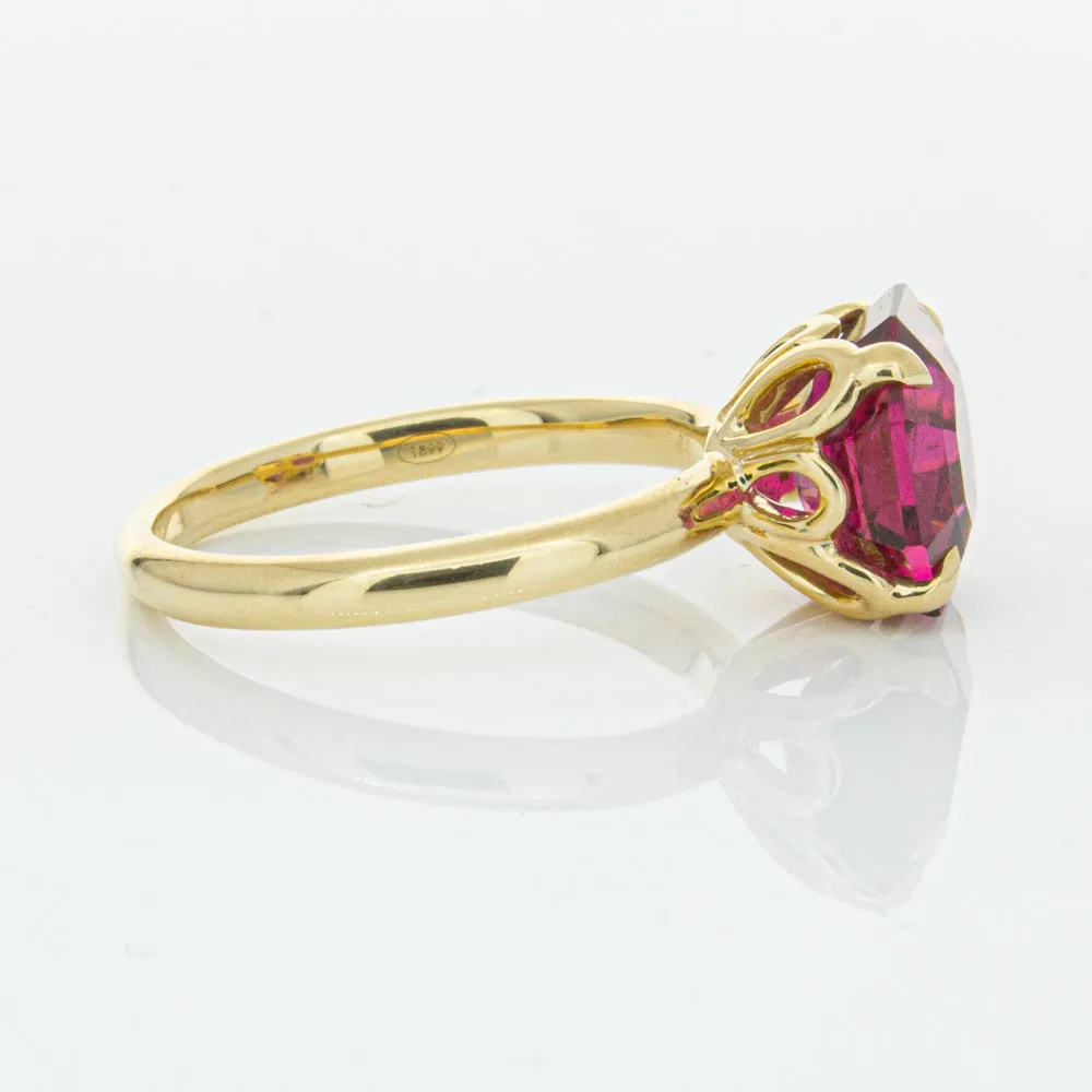 18ct Yellow Gold 3.42ct Rubellite Tourmaline Octavia Ring