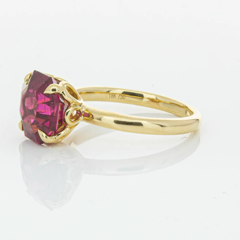 18ct Yellow Gold 3.42ct Rubellite Tourmaline Octavia Ring