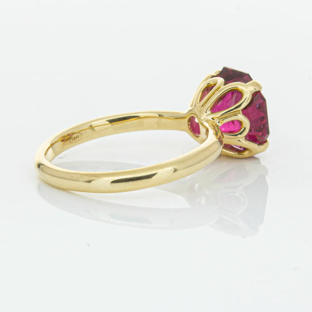 18ct Yellow Gold 3.42ct Rubellite Tourmaline Octavia Ring