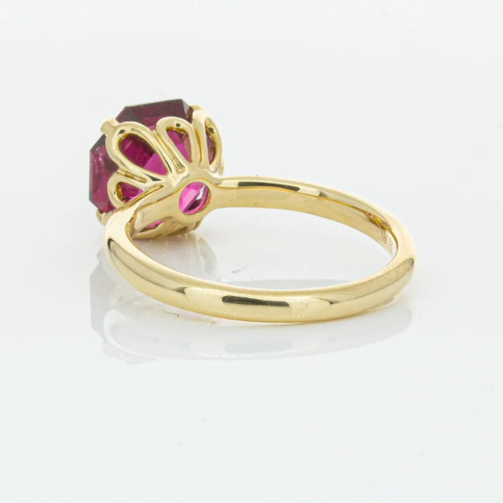 18ct Yellow Gold 3.42ct Rubellite Tourmaline Octavia Ring