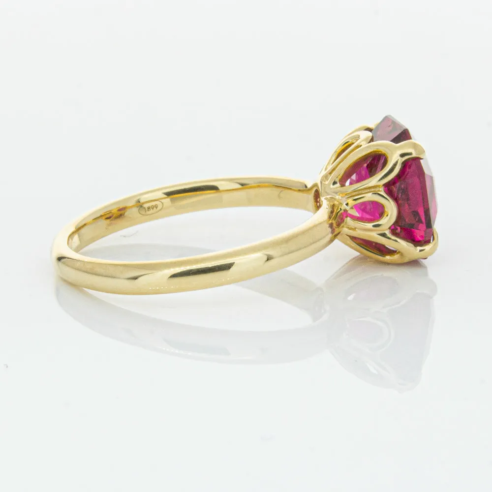18ct Yellow Gold 3.42ct Rubellite Tourmaline Octavia Ring
