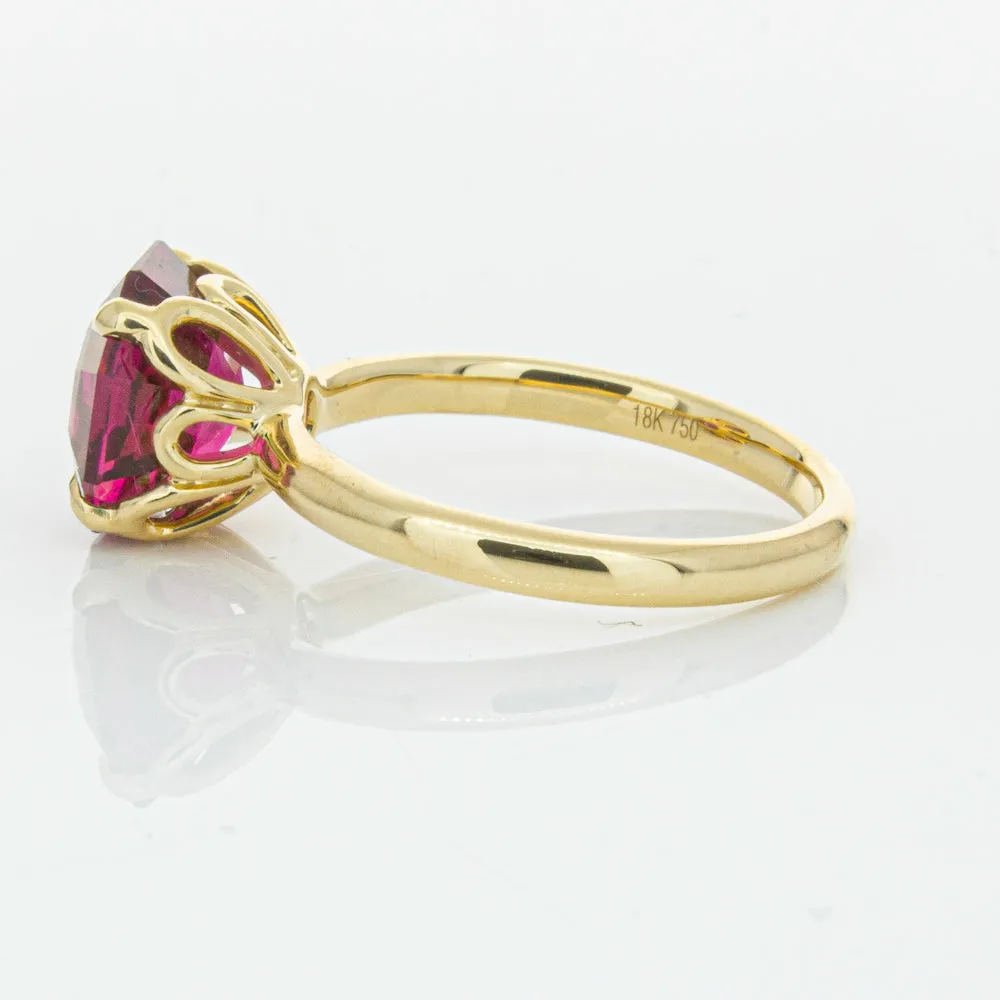 18ct Yellow Gold 3.42ct Rubellite Tourmaline Octavia Ring