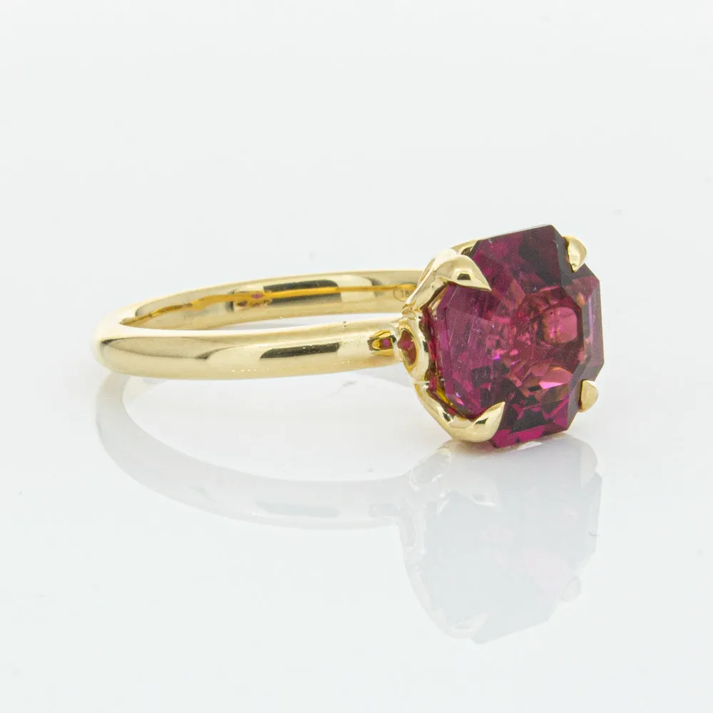 18ct Yellow Gold 3.42ct Rubellite Tourmaline Octavia Ring