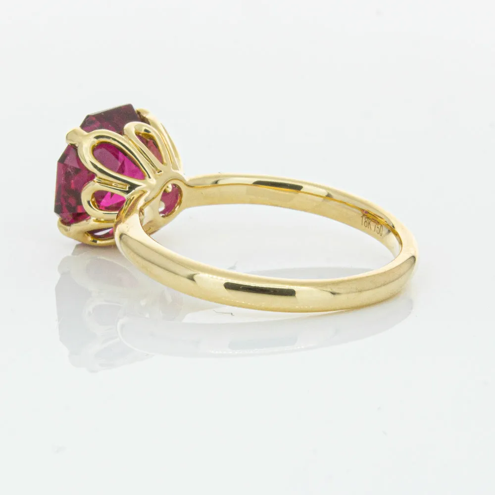 18ct Yellow Gold 3.42ct Rubellite Tourmaline Octavia Ring