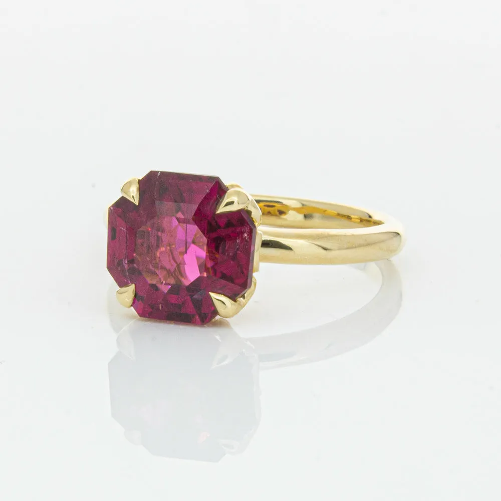 18ct Yellow Gold 3.42ct Rubellite Tourmaline Octavia Ring
