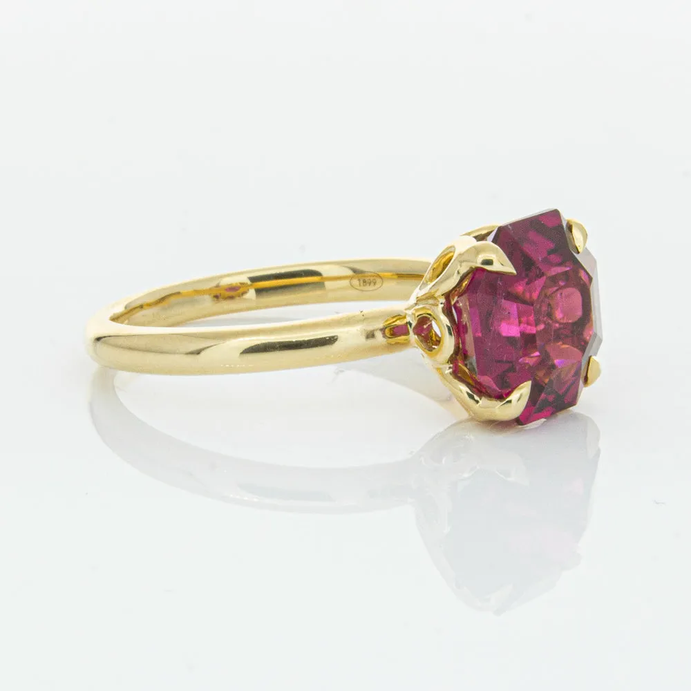 18ct Yellow Gold 3.42ct Rubellite Tourmaline Octavia Ring