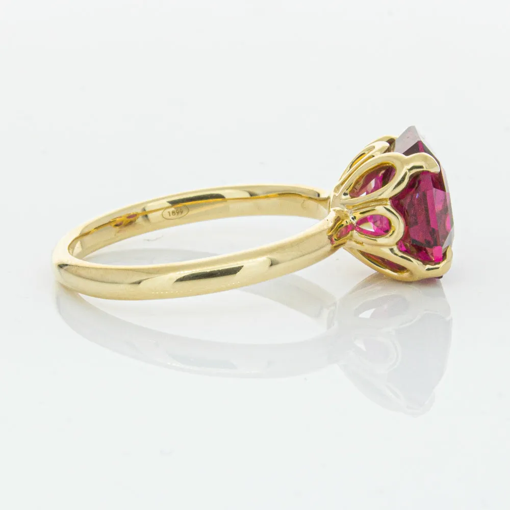 18ct Yellow Gold 3.42ct Rubellite Tourmaline Octavia Ring