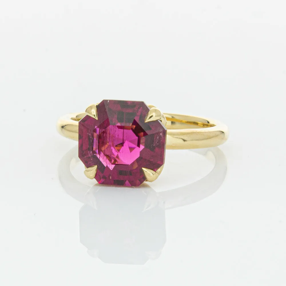 18ct Yellow Gold 3.42ct Rubellite Tourmaline Octavia Ring