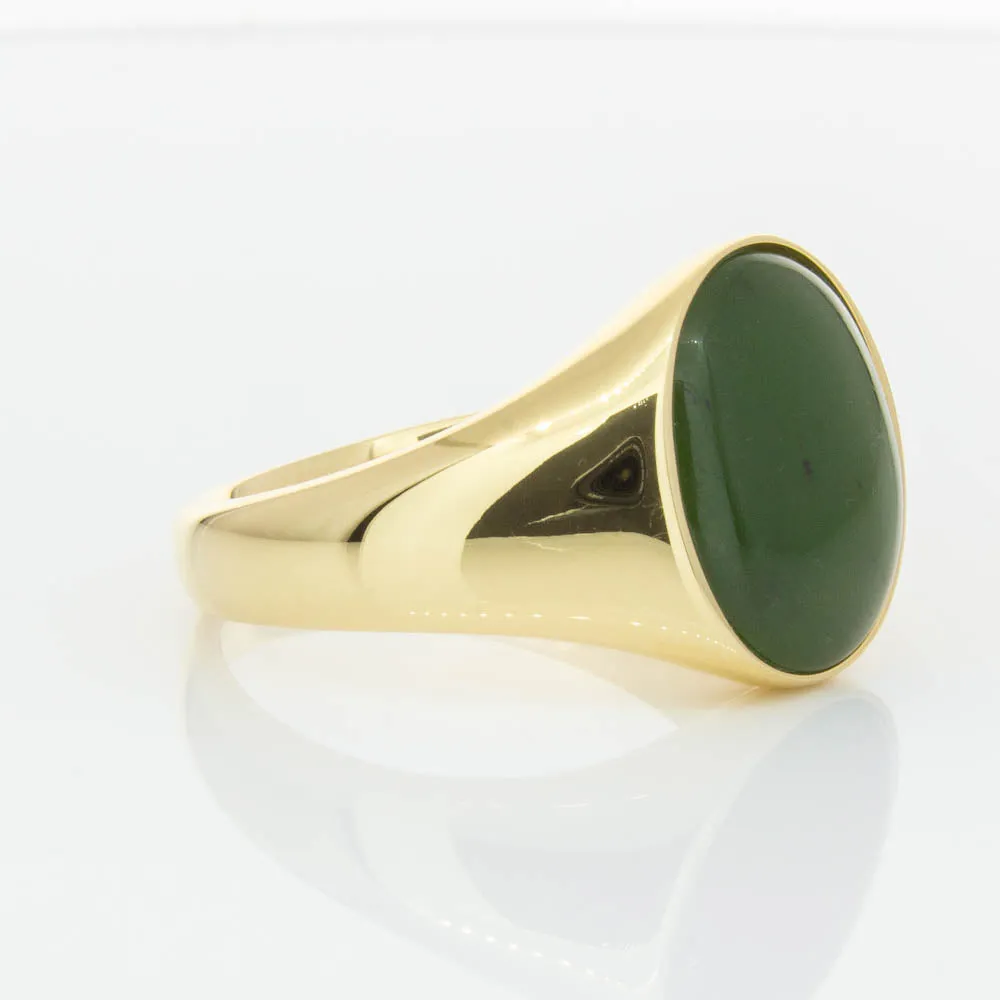 18ct Yellow Gold 4.06ct Pounamu Signet Ring