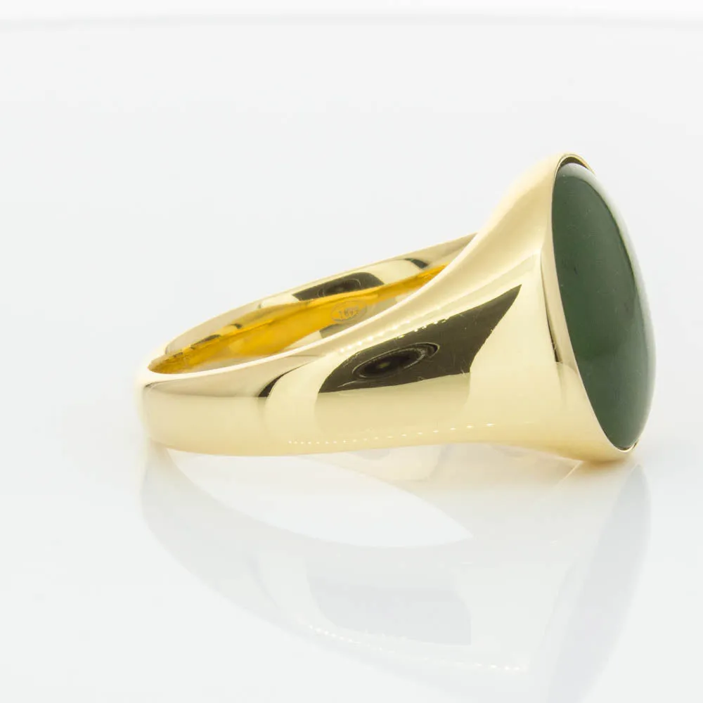 18ct Yellow Gold 4.06ct Pounamu Signet Ring