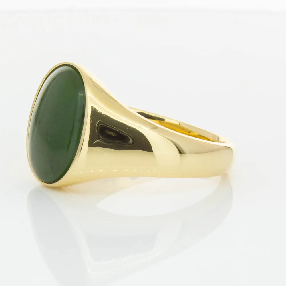 18ct Yellow Gold 4.06ct Pounamu Signet Ring