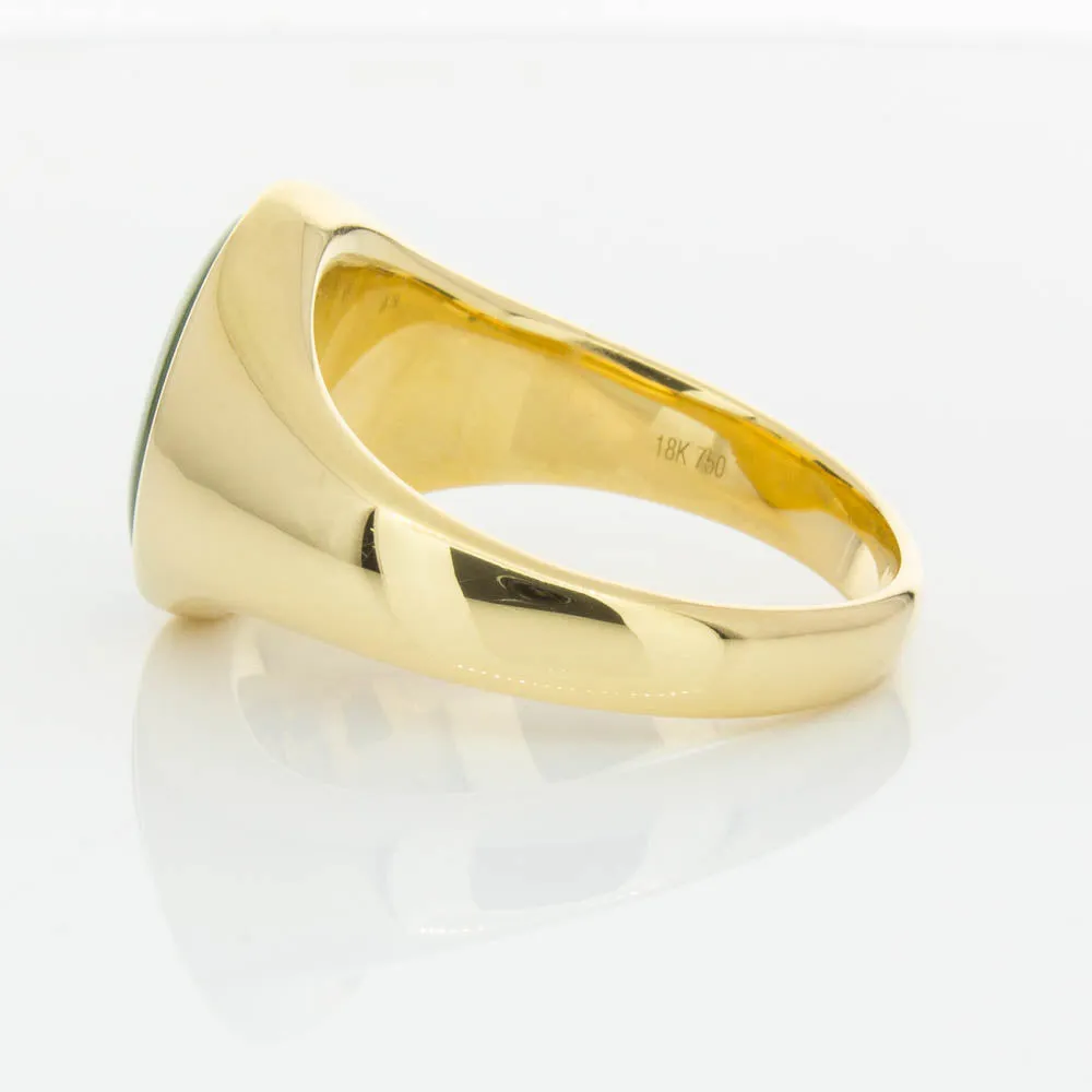 18ct Yellow Gold 4.06ct Pounamu Signet Ring