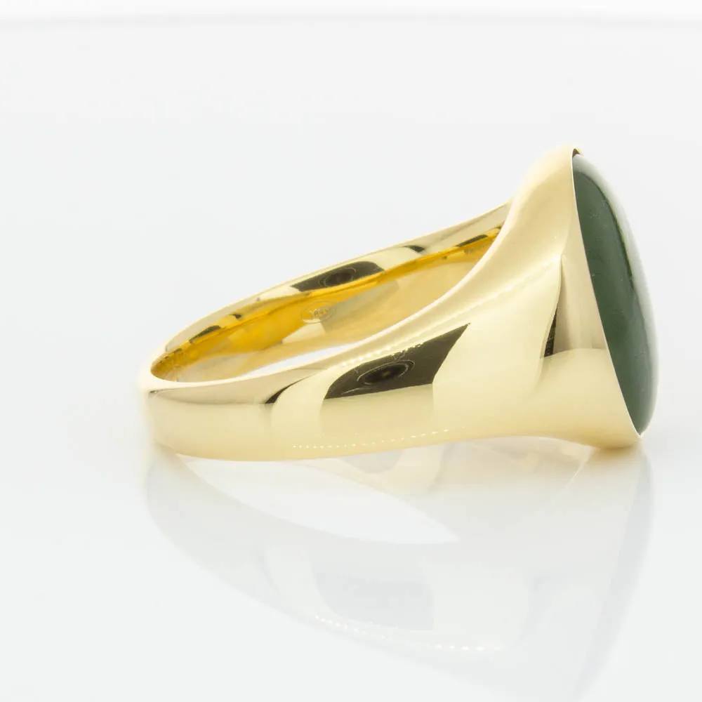 18ct Yellow Gold 4.06ct Pounamu Signet Ring