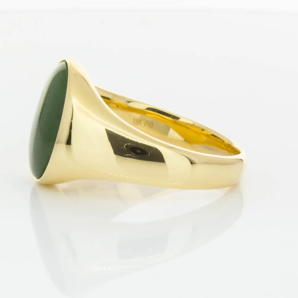 18ct Yellow Gold 4.06ct Pounamu Signet Ring