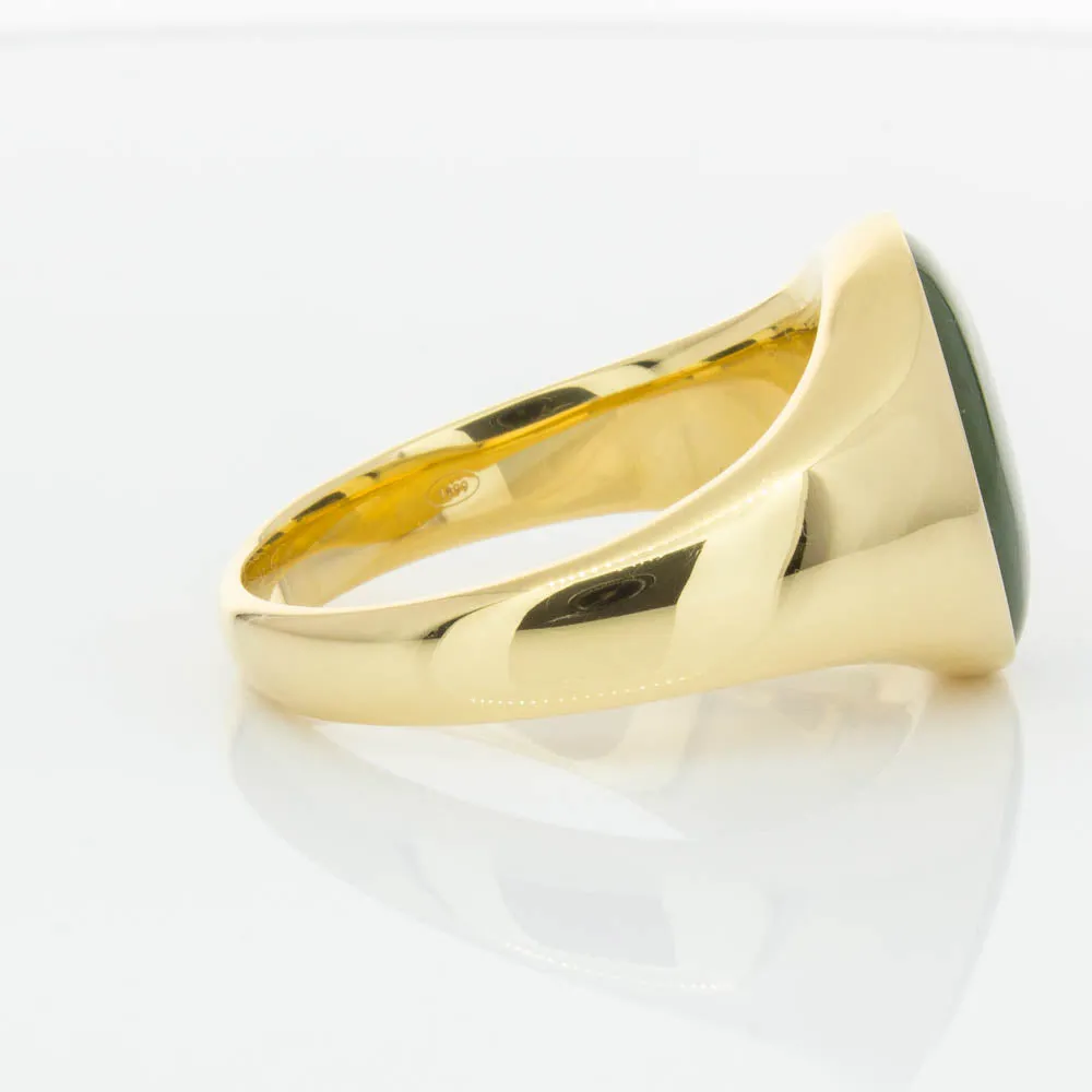 18ct Yellow Gold 4.06ct Pounamu Signet Ring