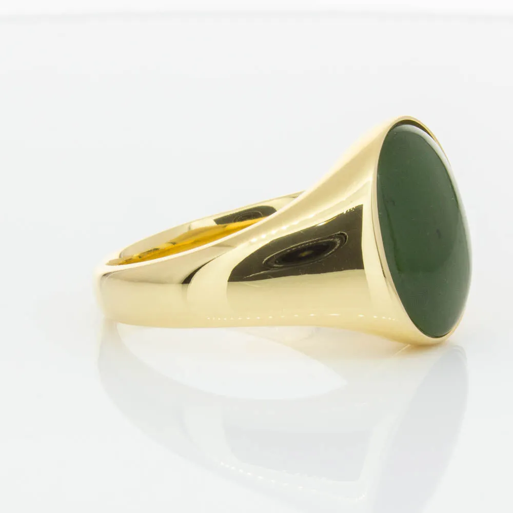 18ct Yellow Gold 4.06ct Pounamu Signet Ring