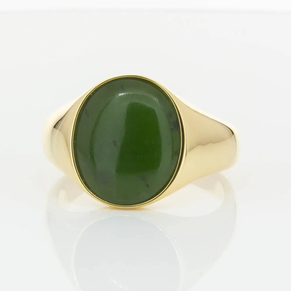 18ct Yellow Gold 4.06ct Pounamu Signet Ring