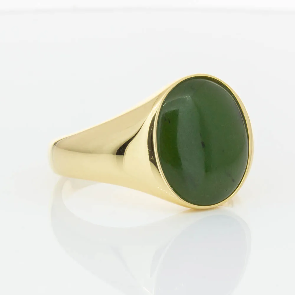 18ct Yellow Gold 4.06ct Pounamu Signet Ring