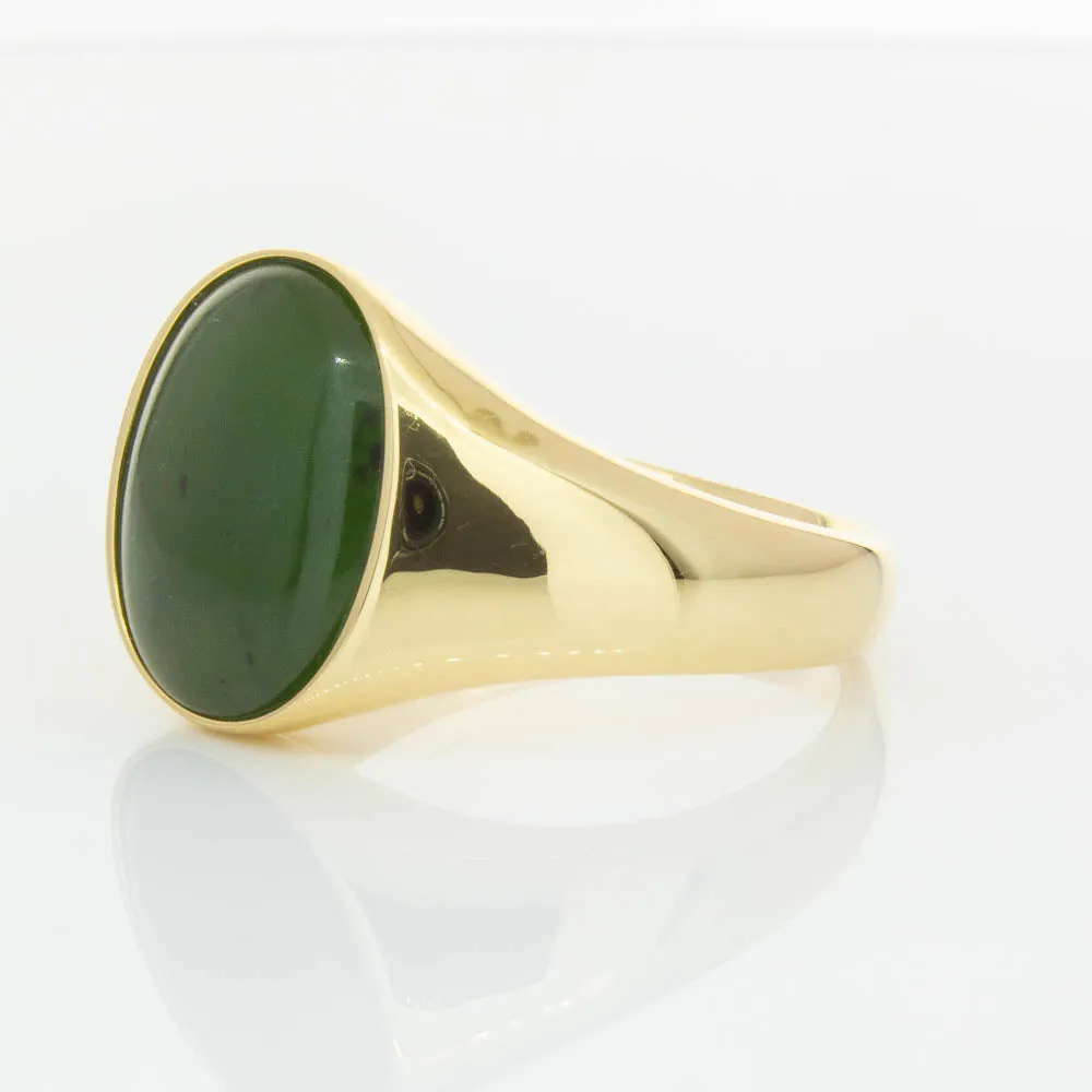 18ct Yellow Gold 4.06ct Pounamu Signet Ring