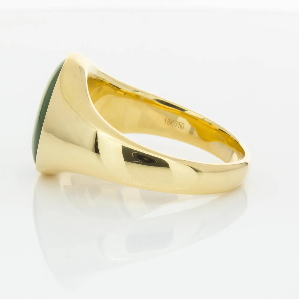 18ct Yellow Gold 4.06ct Pounamu Signet Ring