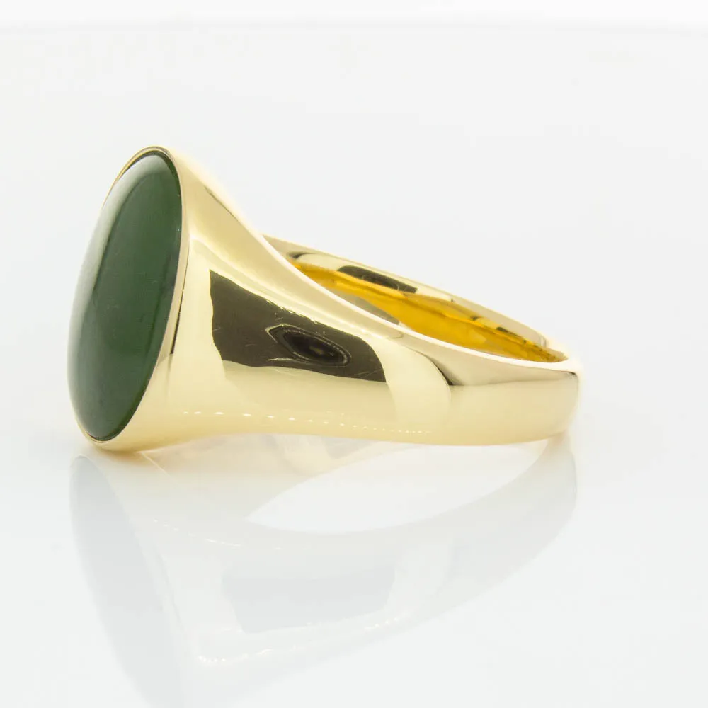 18ct Yellow Gold 4.06ct Pounamu Signet Ring