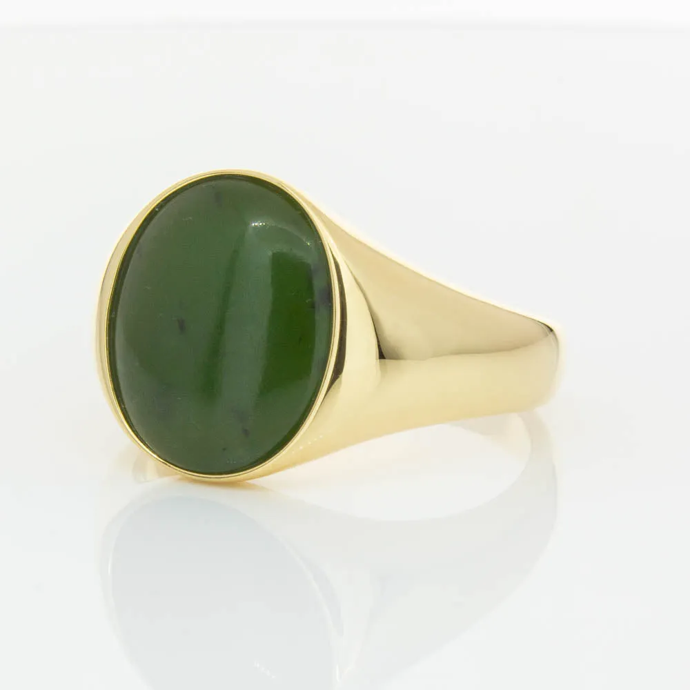 18ct Yellow Gold 4.06ct Pounamu Signet Ring