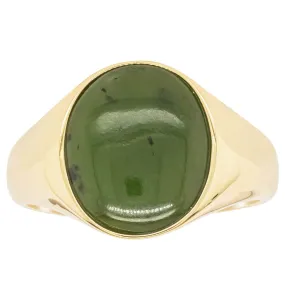 18ct Yellow Gold 4.06ct Pounamu Signet Ring