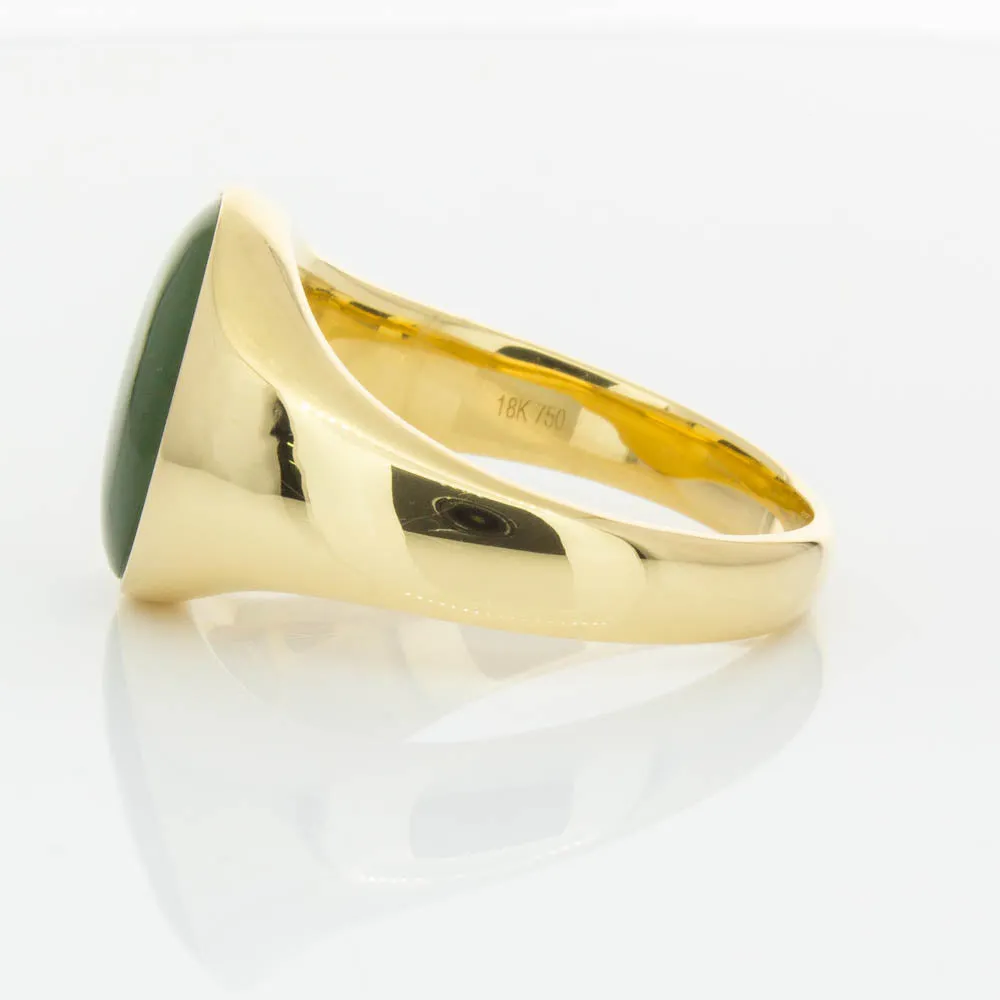 18ct Yellow Gold 4.06ct Pounamu Signet Ring