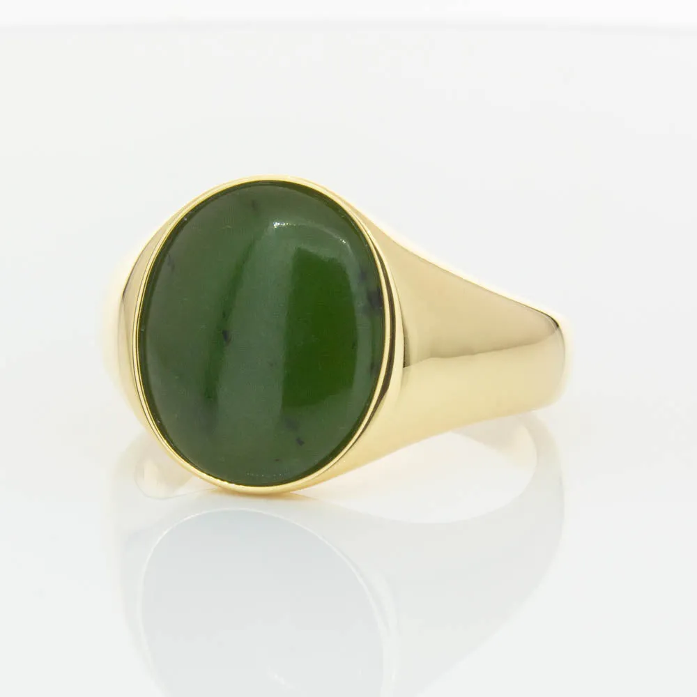 18ct Yellow Gold 4.06ct Pounamu Signet Ring