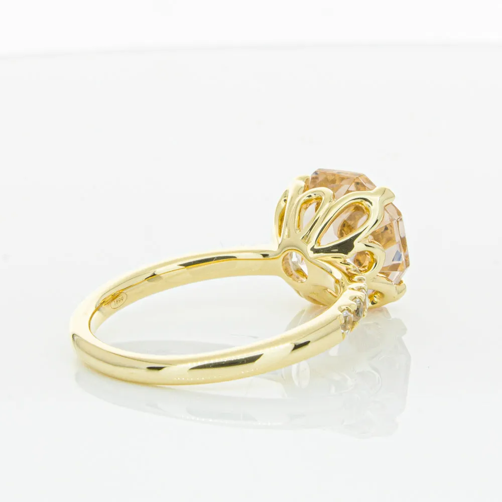 18ct Yellow Gold Morganite Octavus Ring