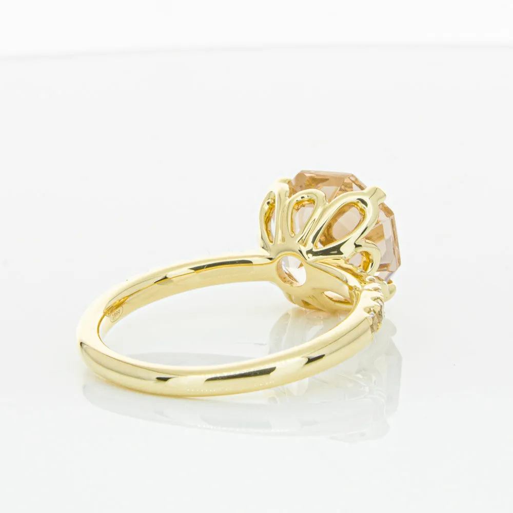 18ct Yellow Gold Morganite Octavus Ring