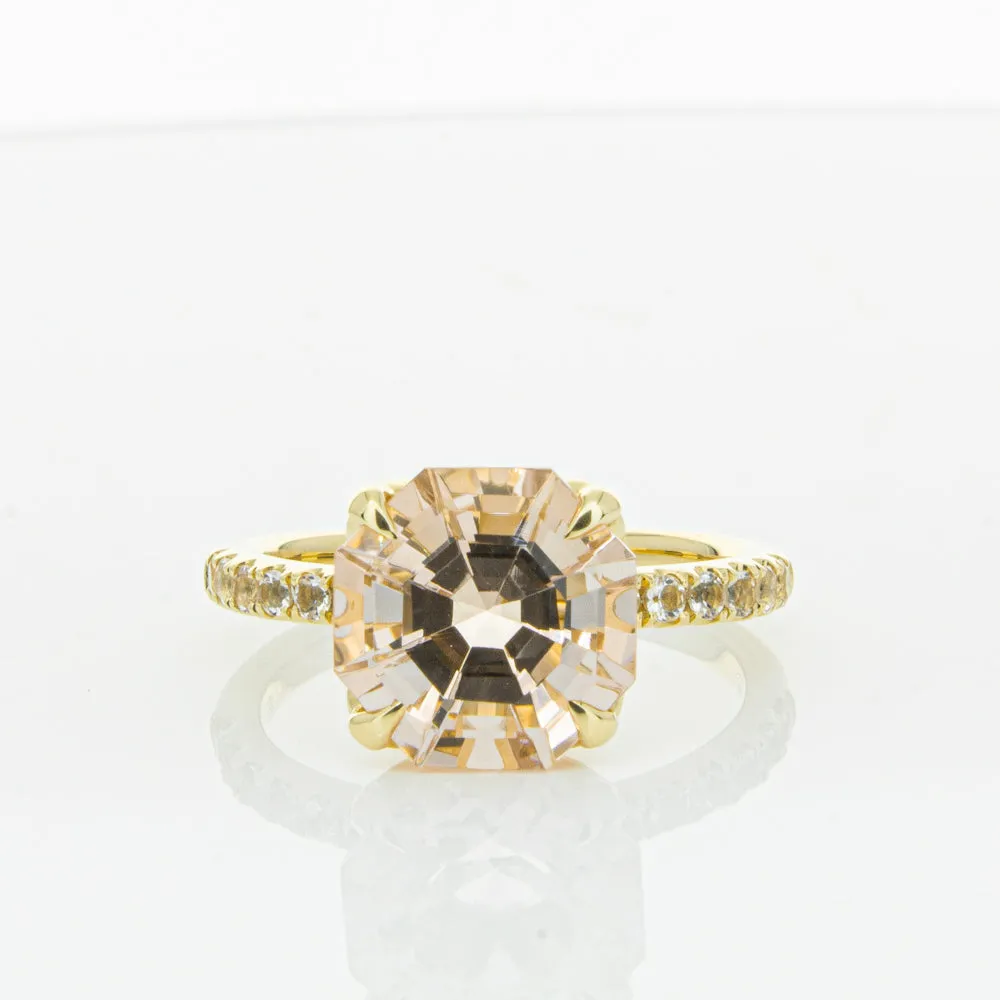 18ct Yellow Gold Morganite Octavus Ring