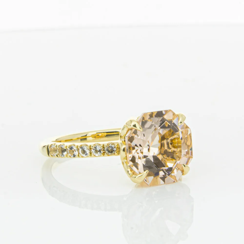 18ct Yellow Gold Morganite Octavus Ring