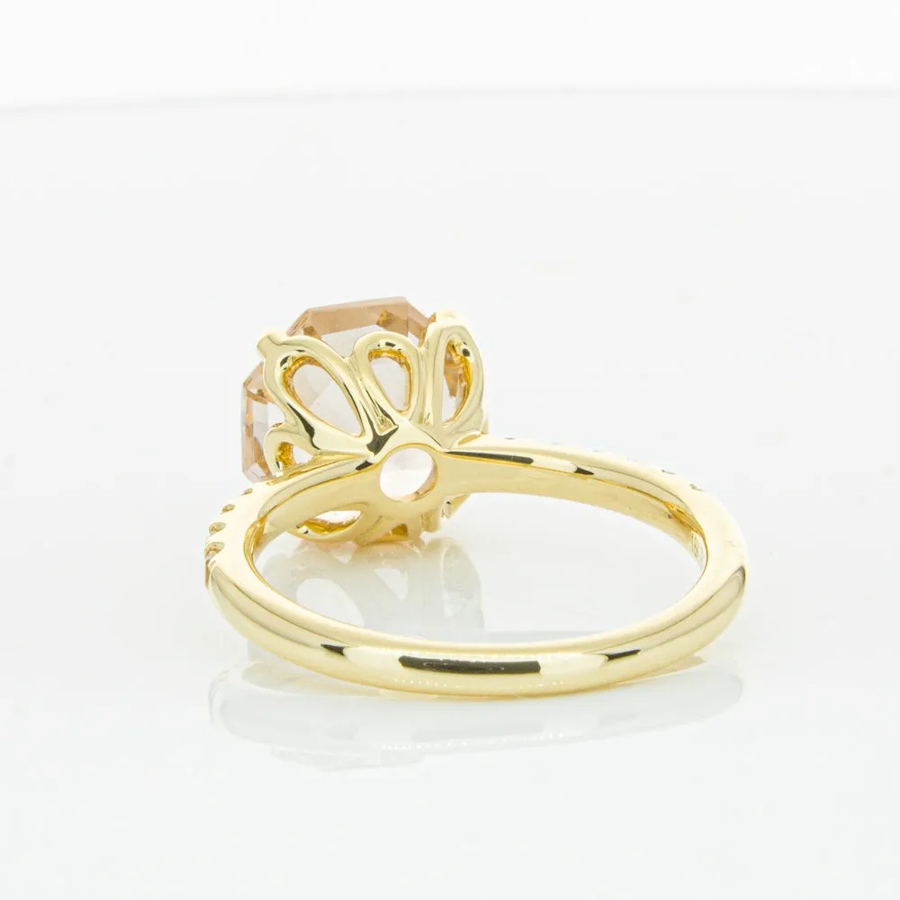 18ct Yellow Gold Morganite Octavus Ring