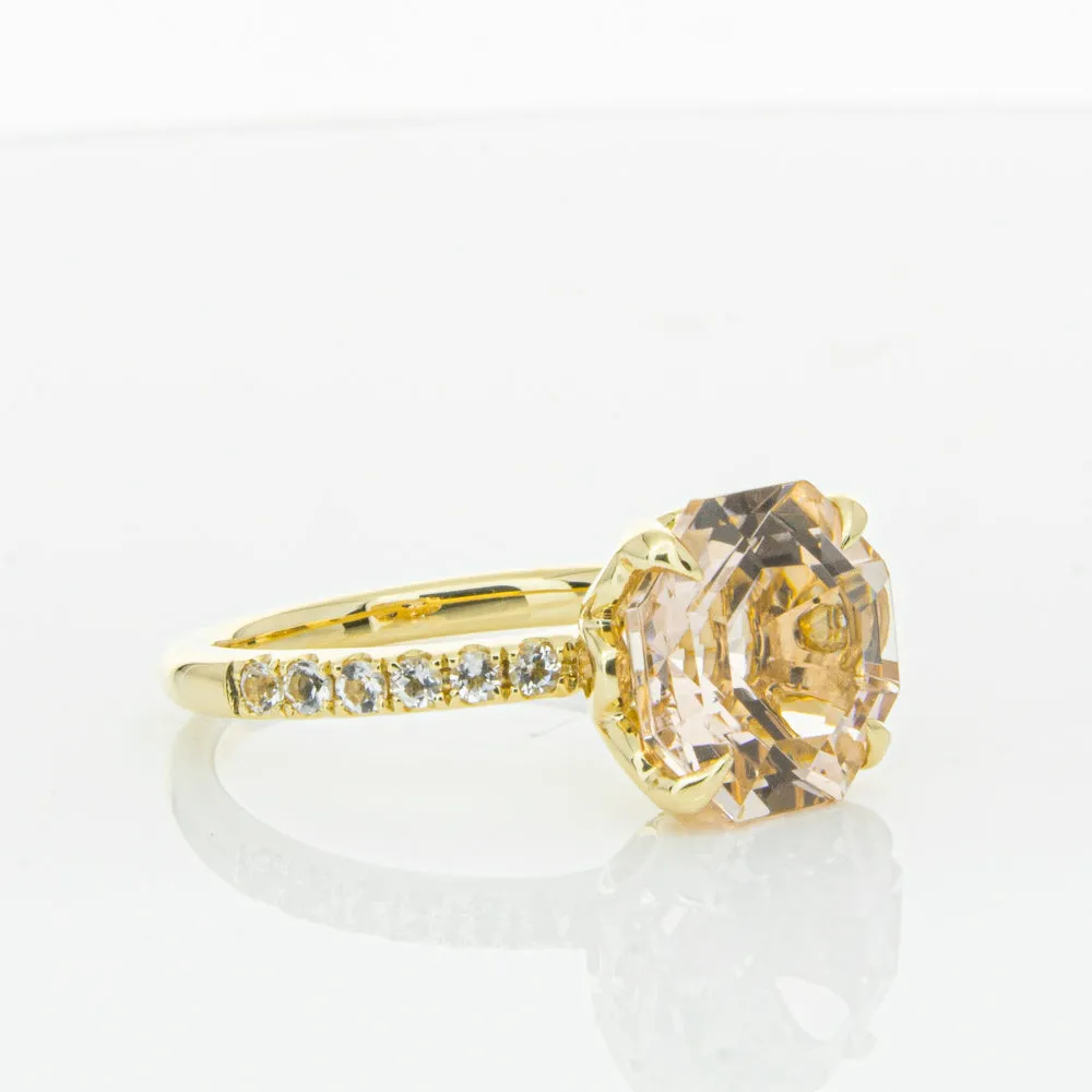 18ct Yellow Gold Morganite Octavus Ring