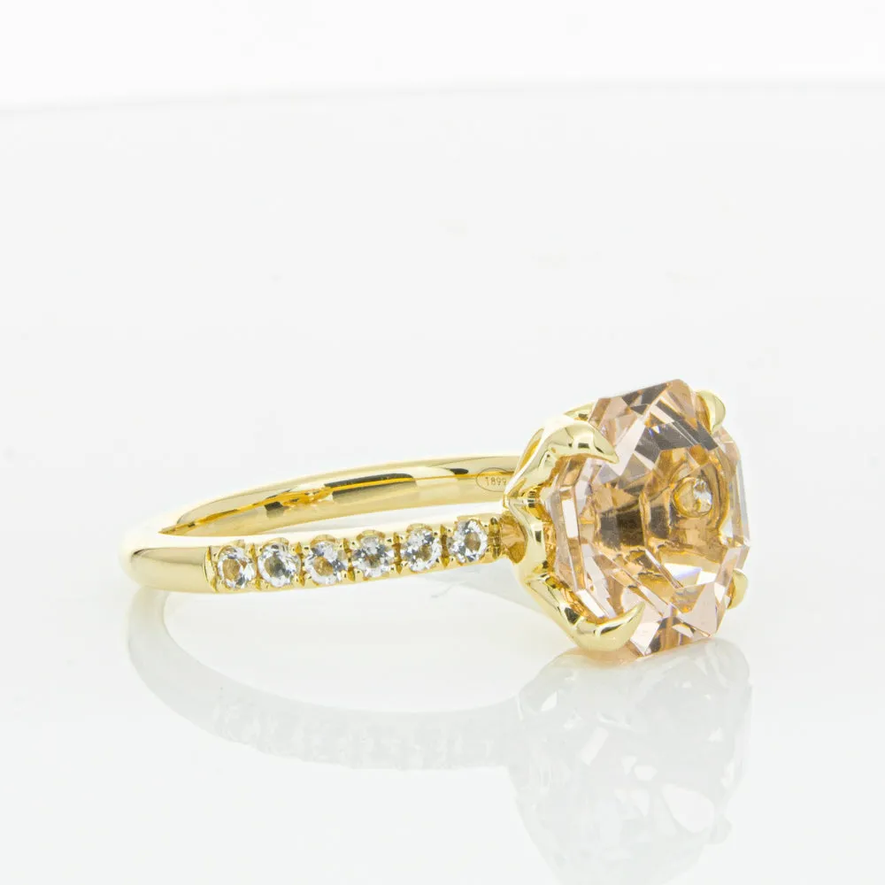 18ct Yellow Gold Morganite Octavus Ring