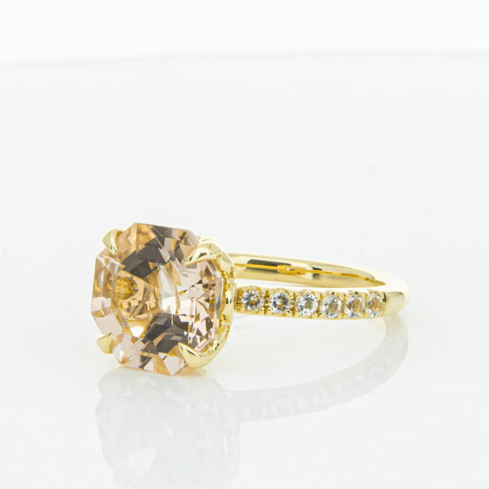 18ct Yellow Gold Morganite Octavus Ring