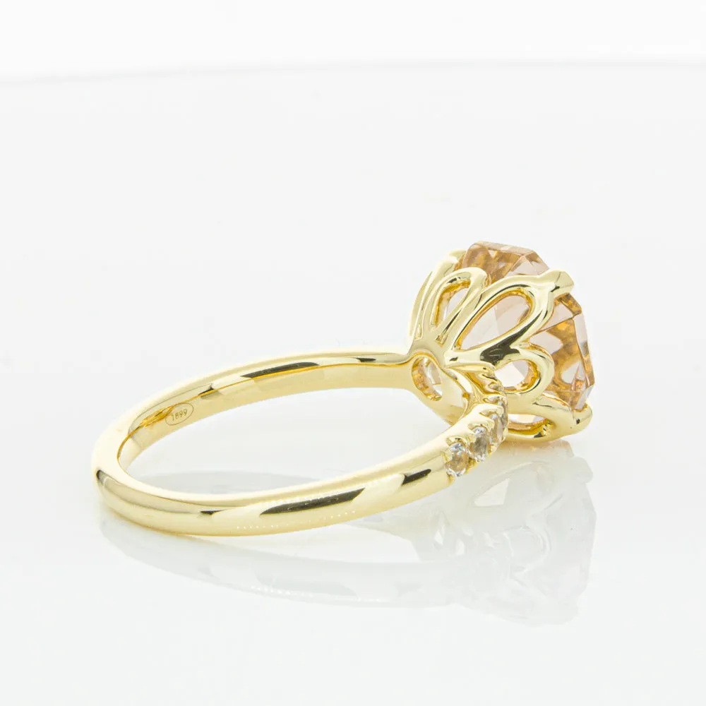 18ct Yellow Gold Morganite Octavus Ring