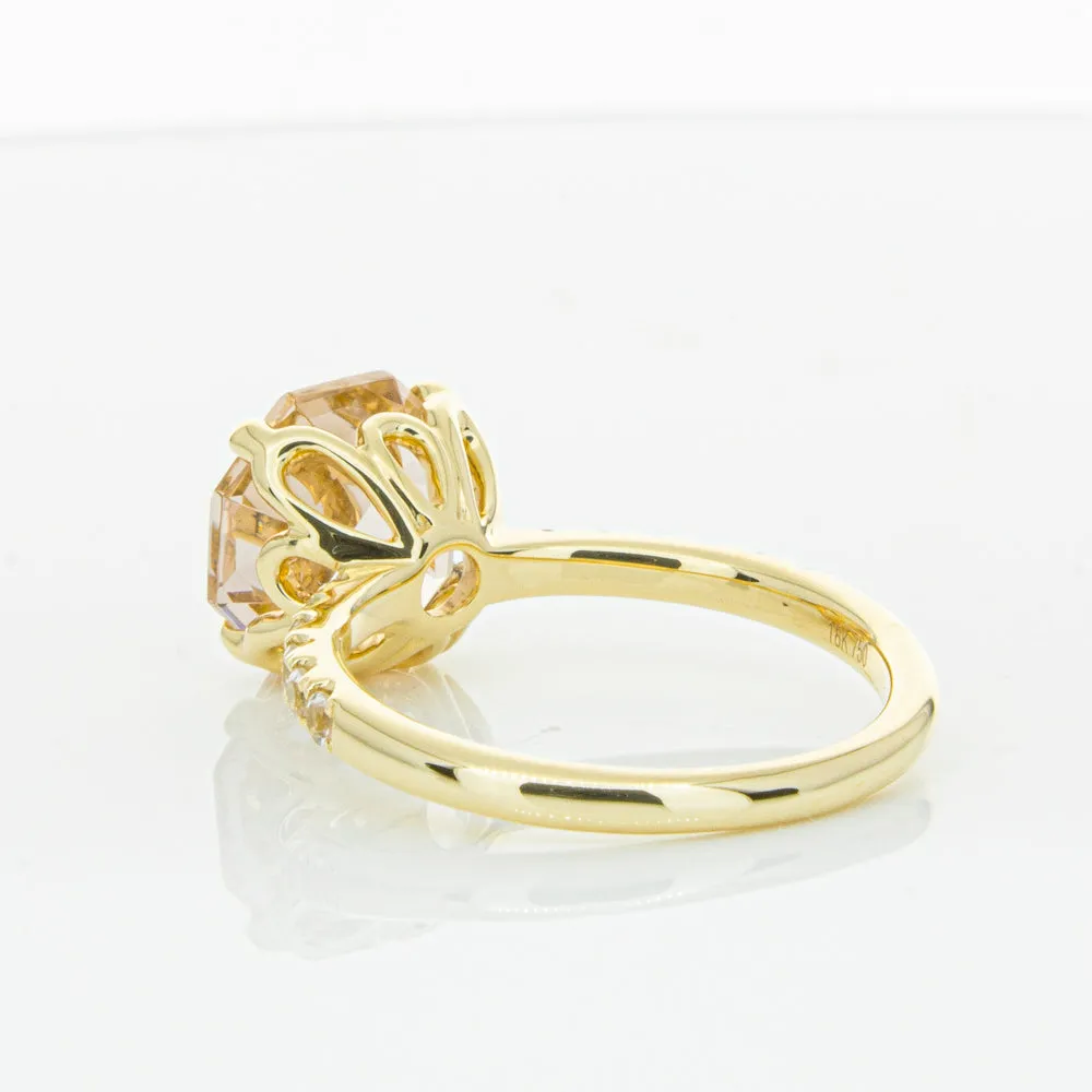 18ct Yellow Gold Morganite Octavus Ring