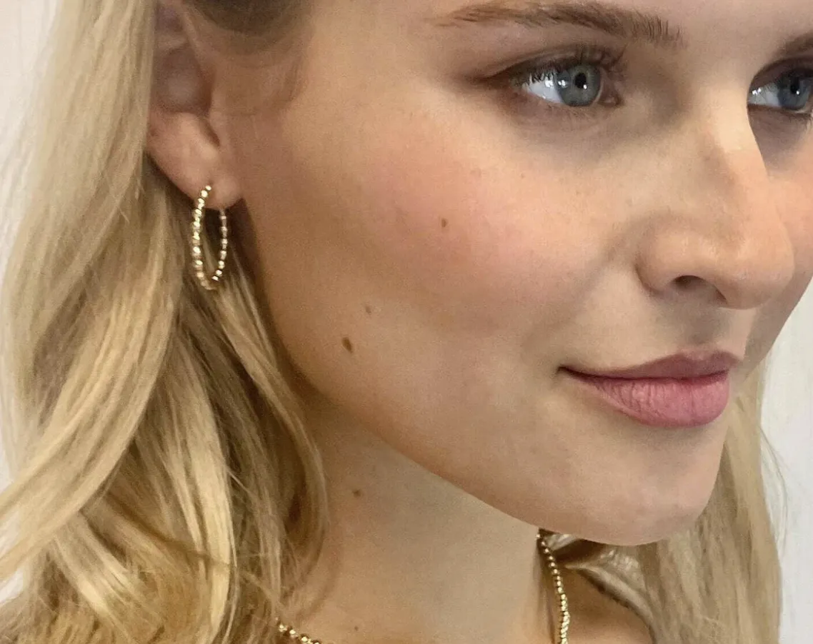 18mm Beaded Hoop Post Earring - Gold Filled - Large