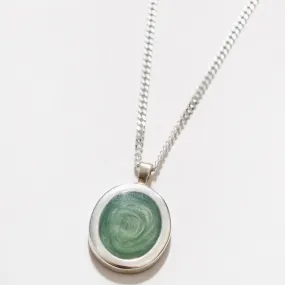 20" Tosh Circle Pendant Necklace (Silver   Green)