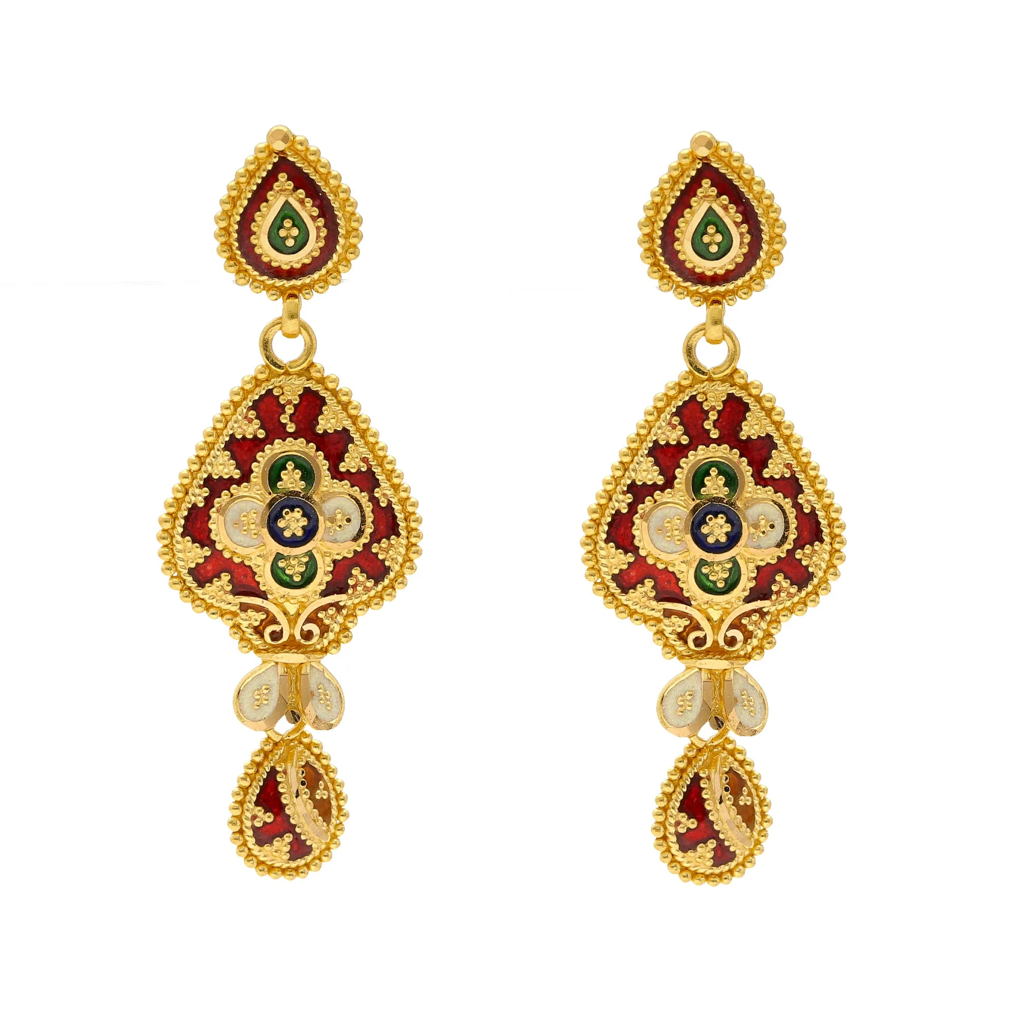 22K Yellow Gold Meenakari Pendant Set (31.5gm)