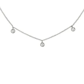 3 Diamond Bezel Spaced Charm Necklace